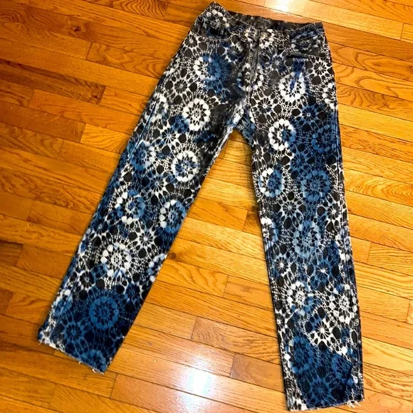 SUPER RARE HAND BATIK sz 7 vintage Levi’s button fly made in USA hi waist jeans - Picture 1 of 6